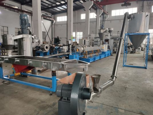 2.5 Tons/H Extruder Twin Screw Masterbatch PE PP Filler Machine LDPE HDPE Master Batch Machine with Motor Gearbox PLC Components